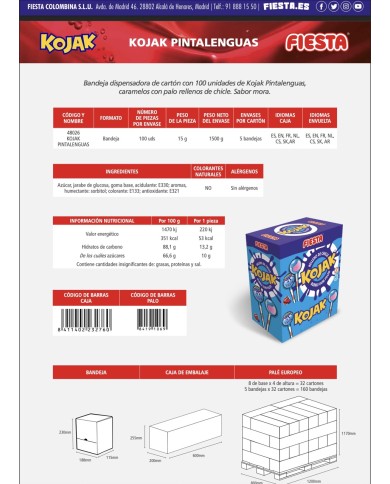 Chupis Kojak pintalenguas estuche 100 unidades