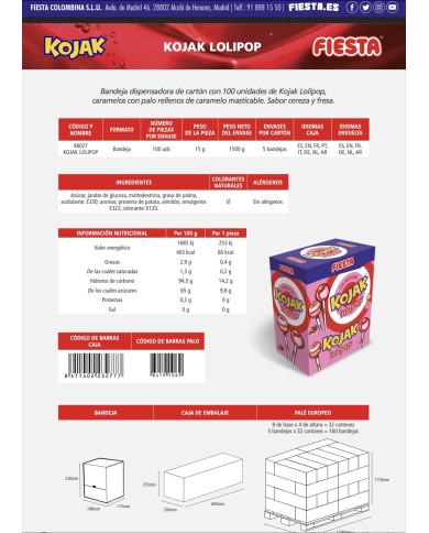 Chupis Kojak Lolipop estuche 100 unidades