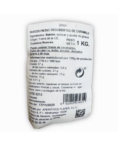 Nueces acarameladas Flaper bolsa de 1 kg.