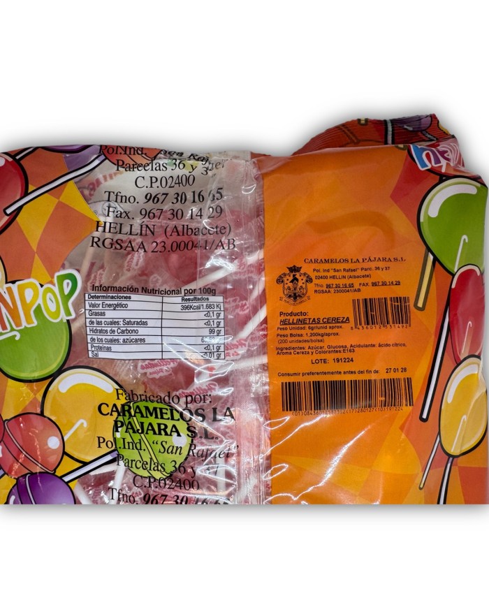 Piruleta fresa bolsa de 200 unidades