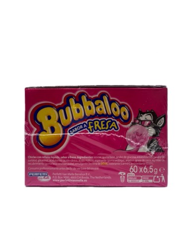 Chicles Bubbaloo rellenos sabor fresa estuche de 60 unidades