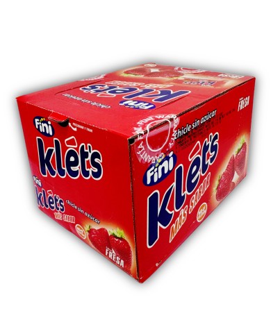 Chicles Klet’s fresa sin azúcar estuche de 200 unidades