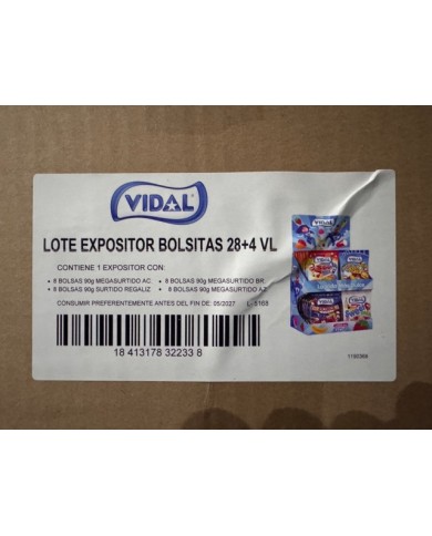 Expositor promocional golosinas Vidal bolsa de 90 grs.