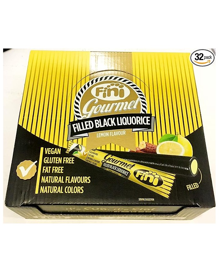 Fini Regaliz Gourmet sabor limón 32 gramos estuche de 32 unidades