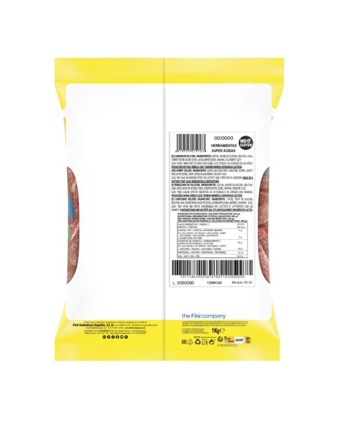 Fini herramientas super ácidas frambuesa bolsa 1 kilo