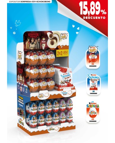Expositor Kinder Sorpresa+Joy+Schoco-Bons 96 unidades