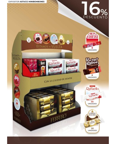 Expositor bombones Ferrero minis promoción 16%