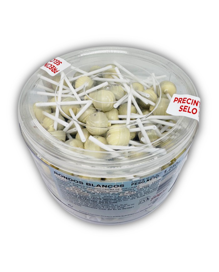 Rondos choco blanco-avellana bote 140 unidades
