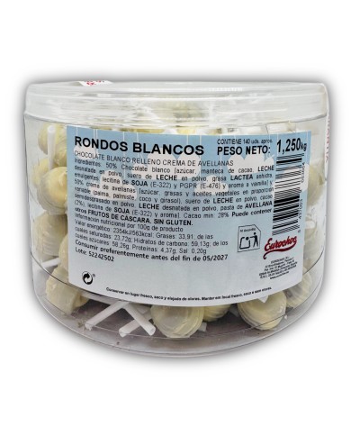 Rondos choco blanco-avellana bote 140 unidades