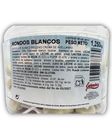 Rondos choco blanco-avellana bote 140 unidades