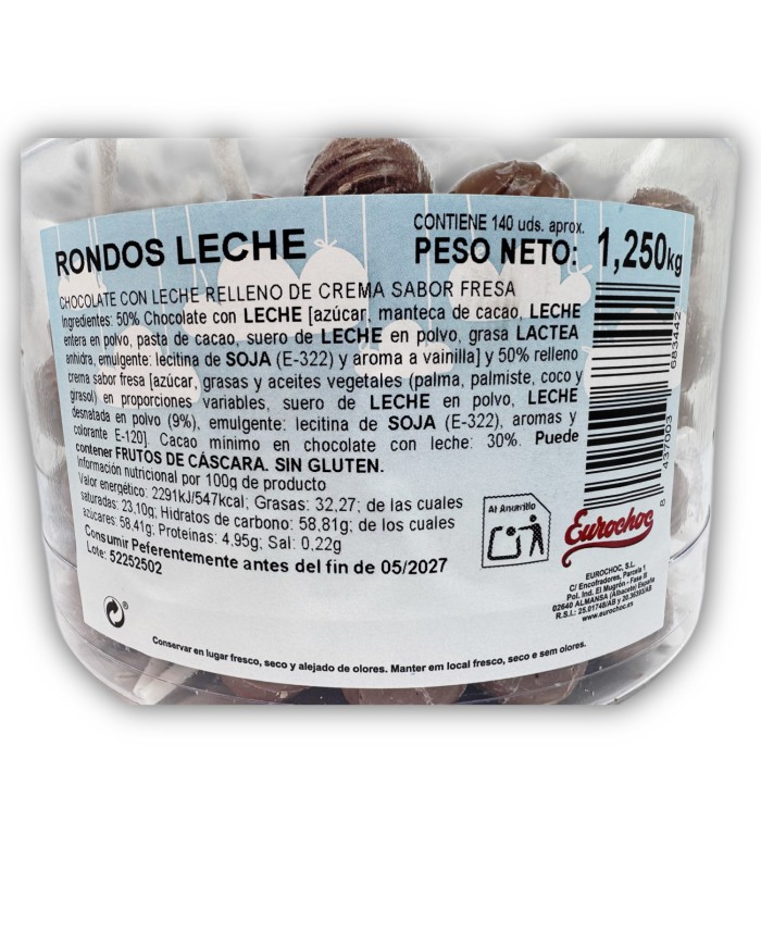 Rondos choco-fresa bote 140 unidades