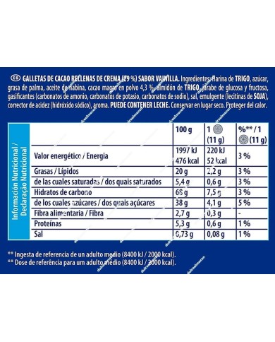 Oreo original snack de 66g. estuche de 10 packs