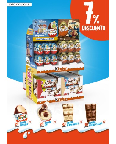 Expositor Kinder Vuelta al cole 2026 con oferta 7% de descuento incluido