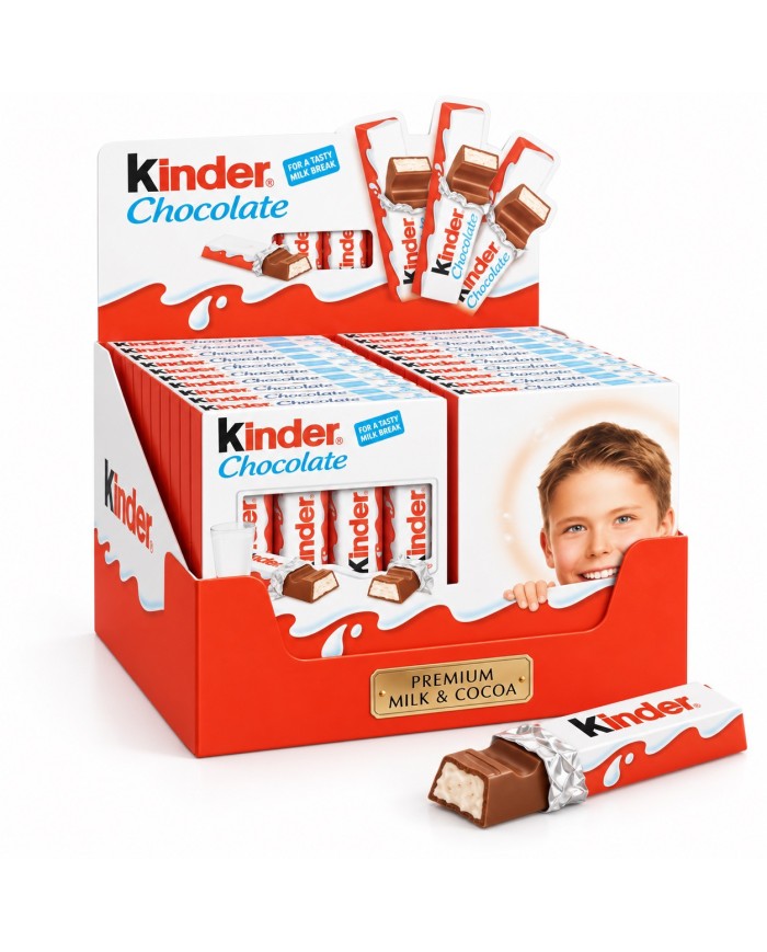 Chocolatina Kinder chocolate pack 4 barritas estuche de 16