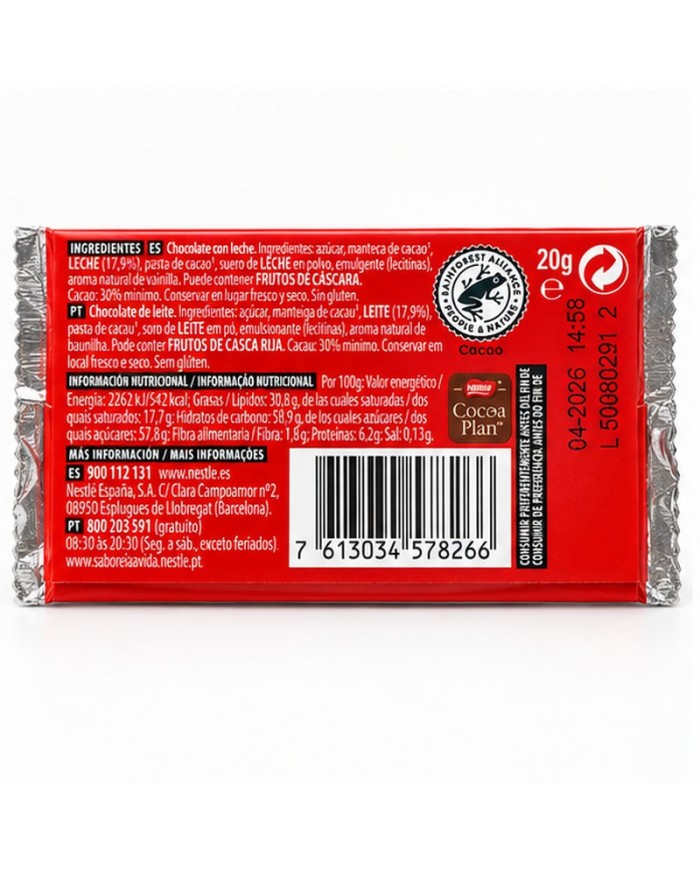 Nestle Extrafino chocolatina de 20g. estuche de 24 uds.