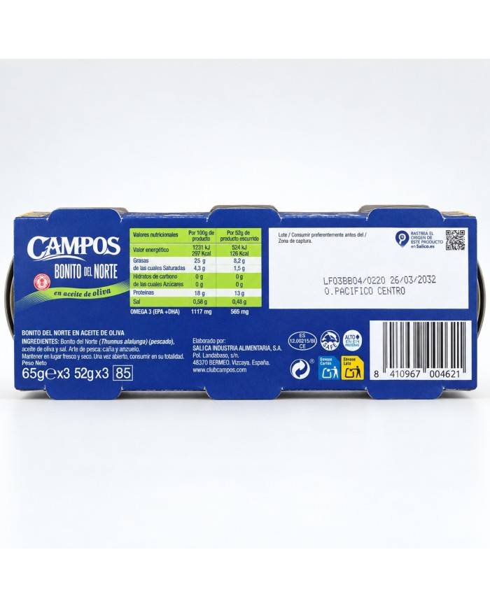 Campos bonito del norte en aceite de oliva pack-3