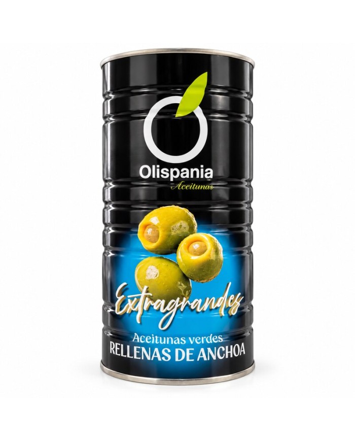 Aceitunas rellenas de anchoa Olispania extragrandes lata 1485 grs.
