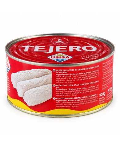 Tejero Filetes de bonito de vientre rayado en aceite de girasol lata 920 gramos