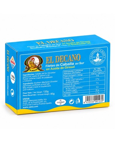 El Decano filetes de caballa lata 125 grs.