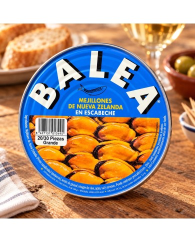 Balea mejillones de Nueva Zelanda en escabeche lata 20/30 piezas