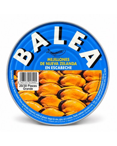 Balea mejillones de Nueva Zelanda en escabeche lata 20/30 piezas