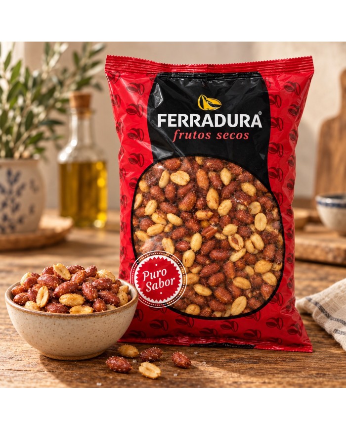 Ferradura cacahuete frito con piel bolsa de 1 kilo