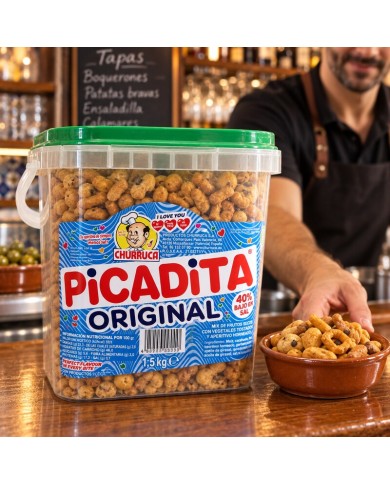 Picadita original Churruca cocktail de frutos secos tarro de 1,5 kilos