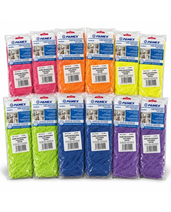 Bayeta de Microfibra Pamex 30x40 Pack-12 unidades multicolor