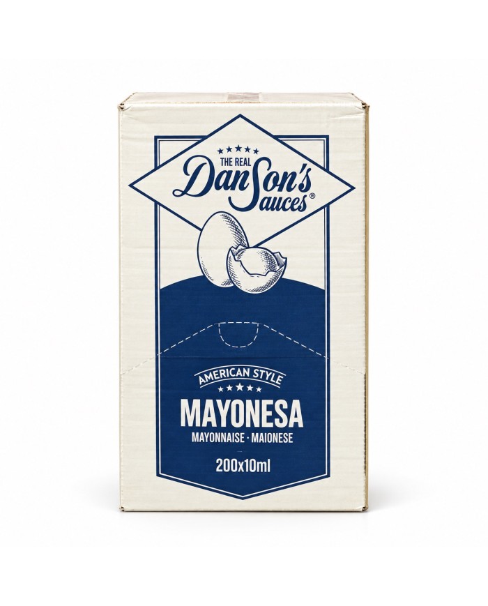 Mayonesa THE REAL Dân Sons monodosis caja de 200 sobres de 10 ml.