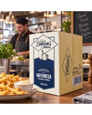 Mayonesa THE REAL Dân Sons monodosis caja de 200 sobres de 10 ml.