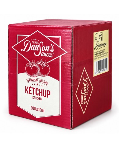 Ketchup THE REAL Dân Sons monodosis caja 200 sobres de 10 ml.