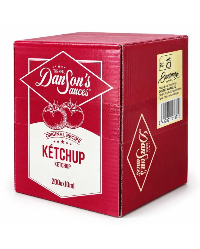 Ketchup THE REAL Dân Sons monodosis caja 200 sobres de 10 ml.