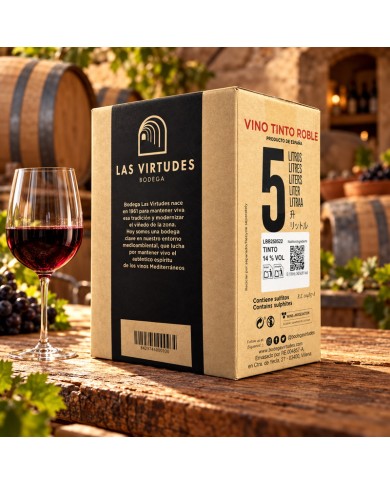 Vino tinto roble Las Virtudes bag in box 5 litros