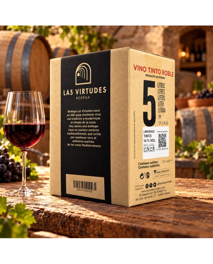 Comprar Vino tinto roble Las Virtudes bag in box 5 litros