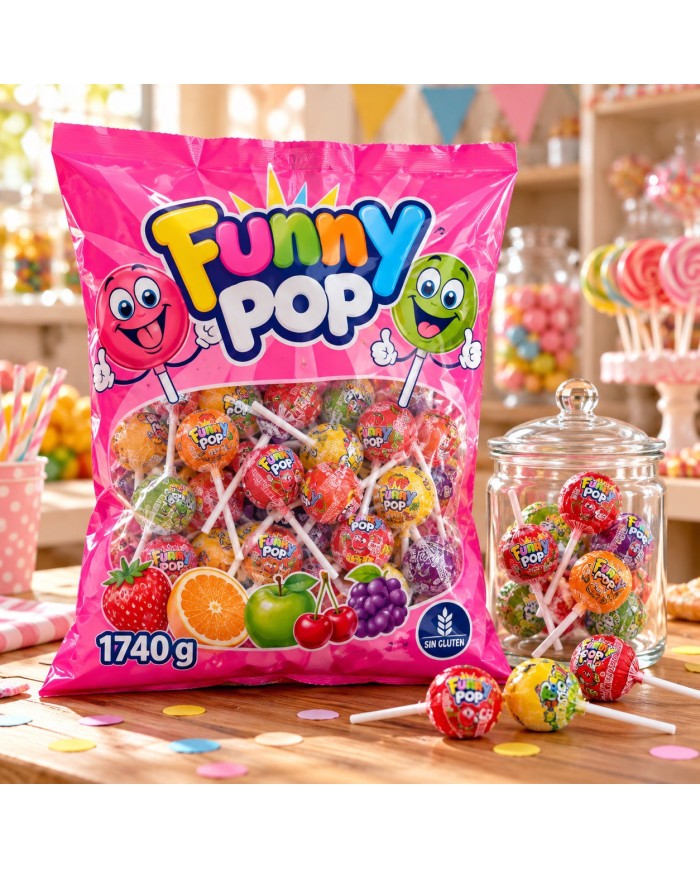 Chupa chups surtidos Funny Pop bolsa de 200 unidades