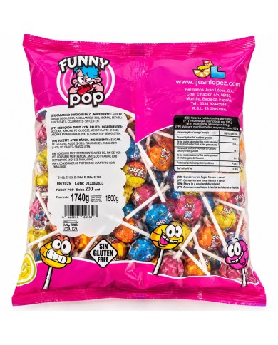 Chupa chups surtidos Funny Pop bolsa de 200 unidades