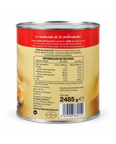 Leche condensada desnatada Prosalud lata 2485 gramos