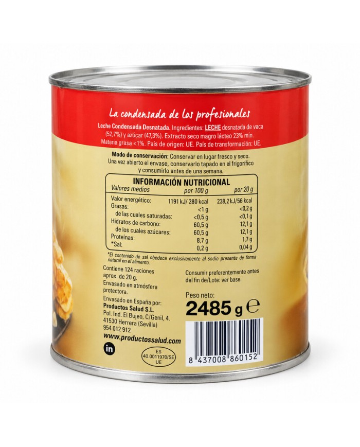 Leche condensada desnatada Prosalud lata 2485 gramos