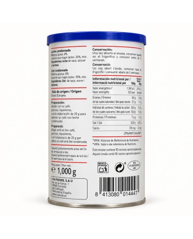 Quality leche condensada entera lata de 1 Kilo