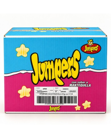 Jumpers de mantequilla bolsa de 42 gramos caja de 24 unidades