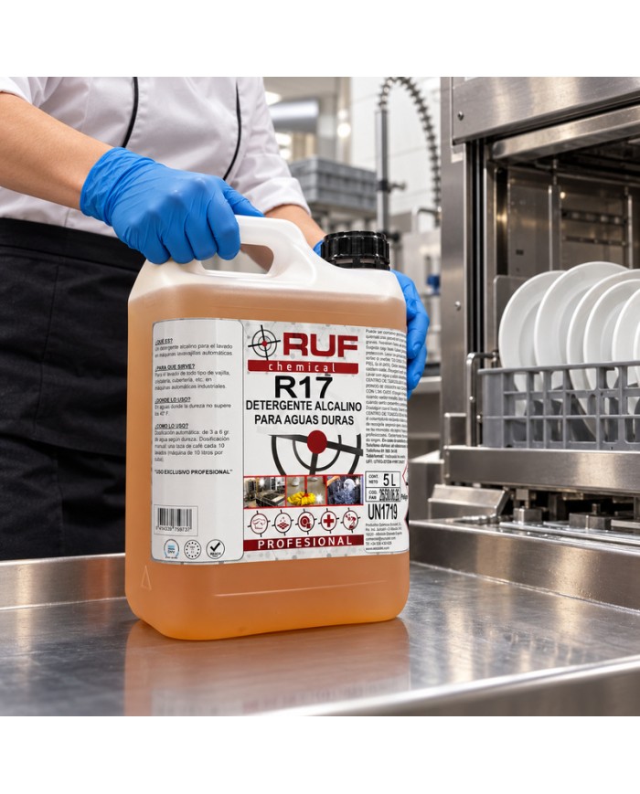 RUF chemical detergente lavavajillas alcalino para aguas duras garrafa de 5 litros