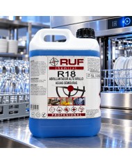 RUF R18 chemical abrillantador lavavajillas alcalino para aguas semiduras garrafa de 5 litros