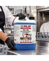 RUF R18 chemical abrillantador lavavajillas alcalino para aguas semiduras garrafa de 5 litros