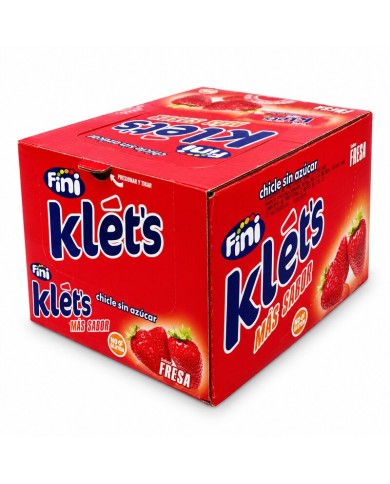 Chicles Klet’s fresa sin azúcar estuche de 200 unidades