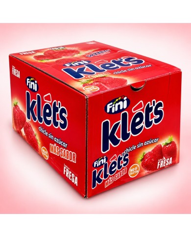 Chicles Klet’s fresa sin azúcar estuche de 200 unidades