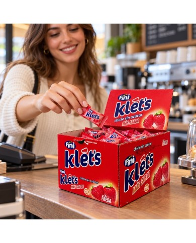 Chicles Klet’s fresa sin azúcar estuche de 200 unidades