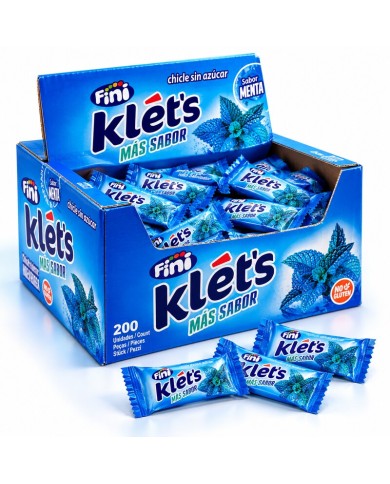 Chicles Klet’s menta sin azúcar estuche de 200 unidades