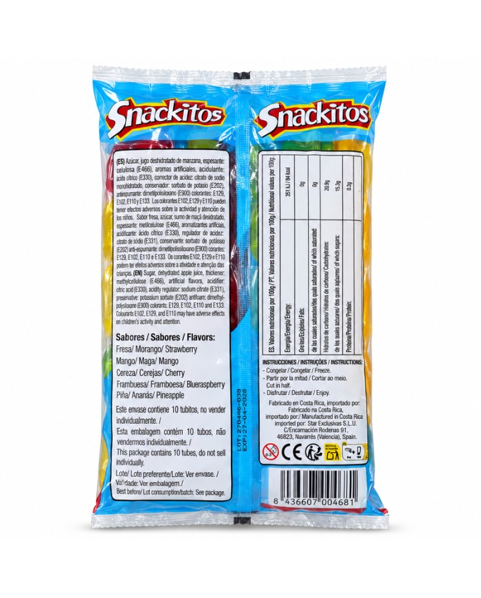 Snackitos Sorbete - Polos de frutas variados pack-10