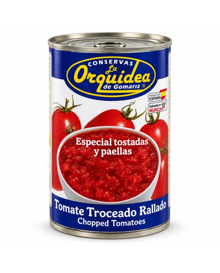 Orquídea Tomate Troceado lata 400 gramos caja de 12 latas abrefácil