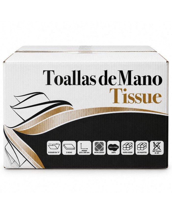 Toalla de papel TISSUE 150 uds. Gofrada caja de 20 paquetes